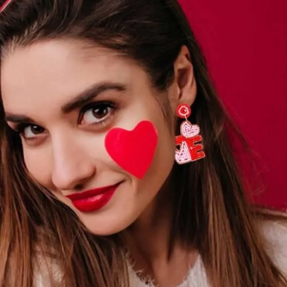 Beaded Love Dangle Earrings ❤️